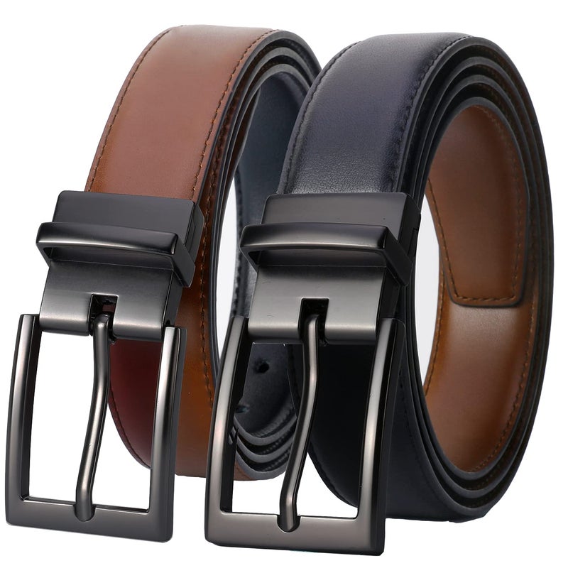 Lavemi Mens Belt Reversible 100% Italian Leather Dress Casual One Reverse for 2 Colors Trim to Fit(21863-4 100) - Image 1